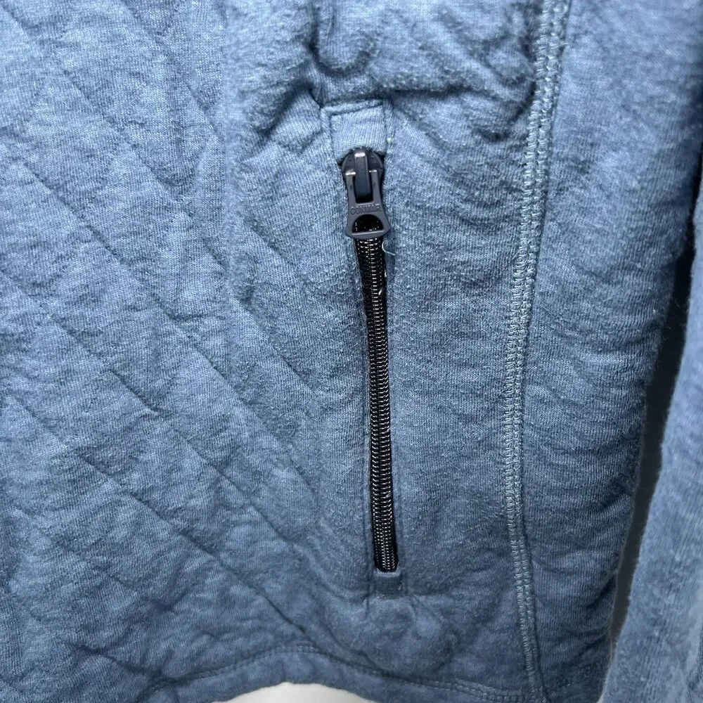 J.Crew Quilted 1/4 Zip Pullover Sweater Mens Size Medium Blue Zipper Pockets